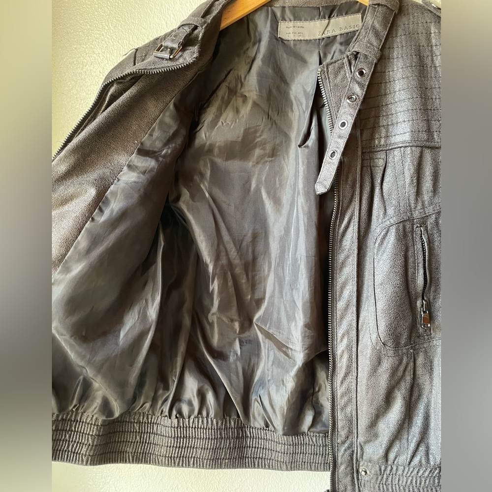 Zara woman’s charcoal faux leather jacket size S GUC - Picture 3 of 5